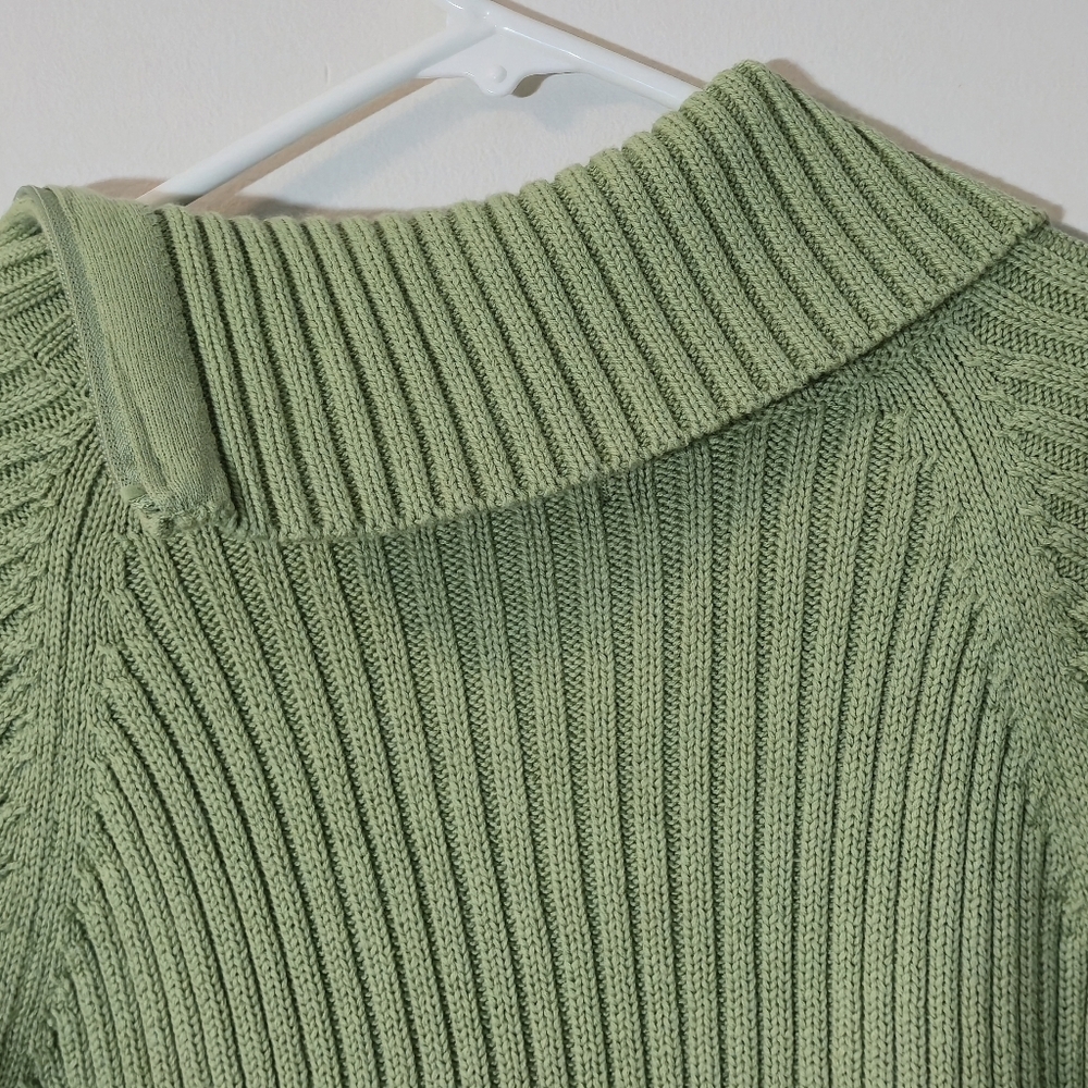 Reitmans XL Sage Green Ribbed Mock Neck Sweater Zipper Detail Soft Cotton Knit - Picture 8 of 12